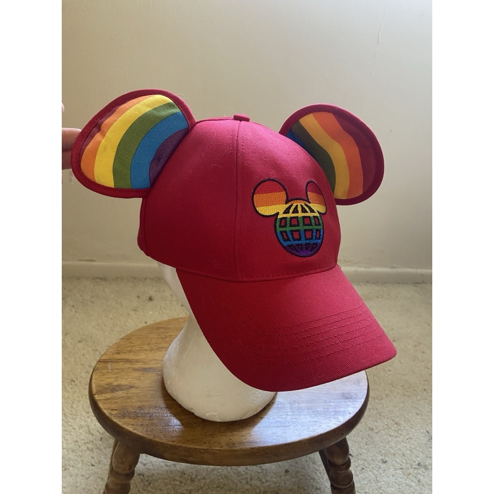 Walt Disney World Parks Rainbow Mickey‎ Ears Baseball Red Cap Hat Adult Pride